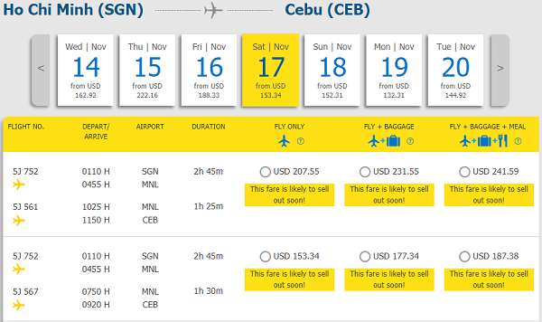 bảng giá chiều đi vé máy bay du học Philippines