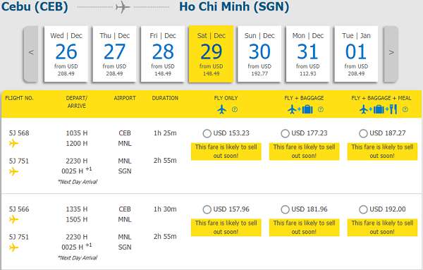 bảng giá chiều về vé máy bay du học philippines